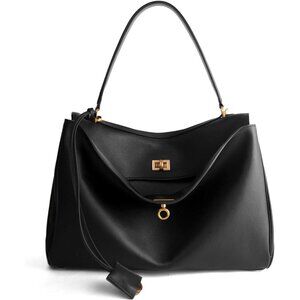 Spacious Genuine Leather Tote Bag with Adjustable Strap - Chic Travel Handbag